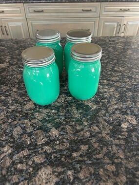 ASHLAND TEAL MASON GLASS JAR W LID LOT OF 4 NWT